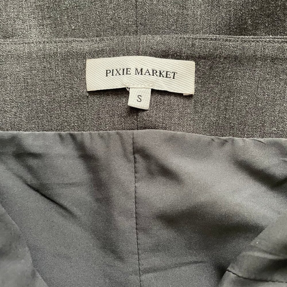 Pixie Market Button Strapless Top, Grey Melange, … - image 4